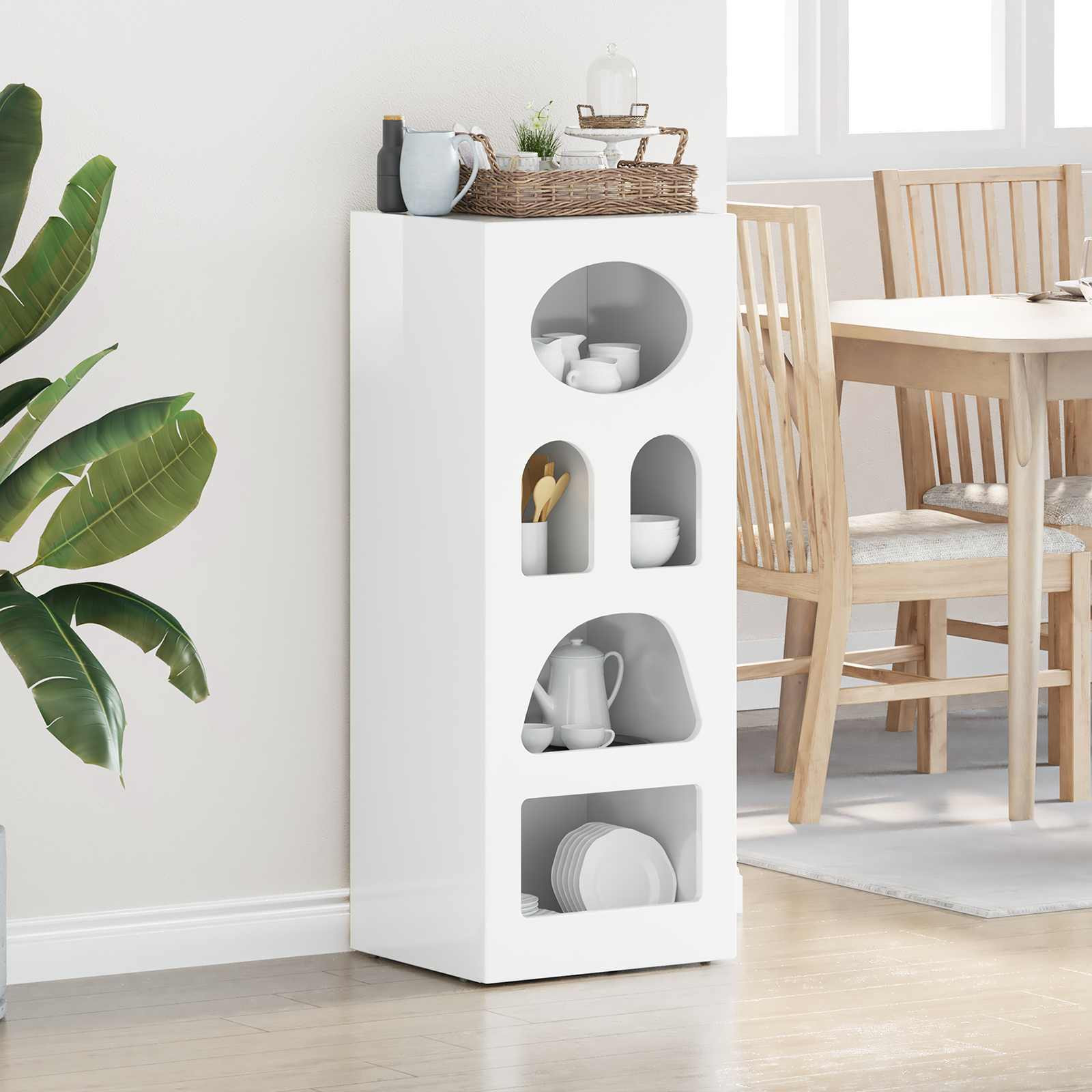 vidaXL Sideboard ELST Hochglanz Weiß 40 x 35 x 100,5 cm Holzwerkstoff