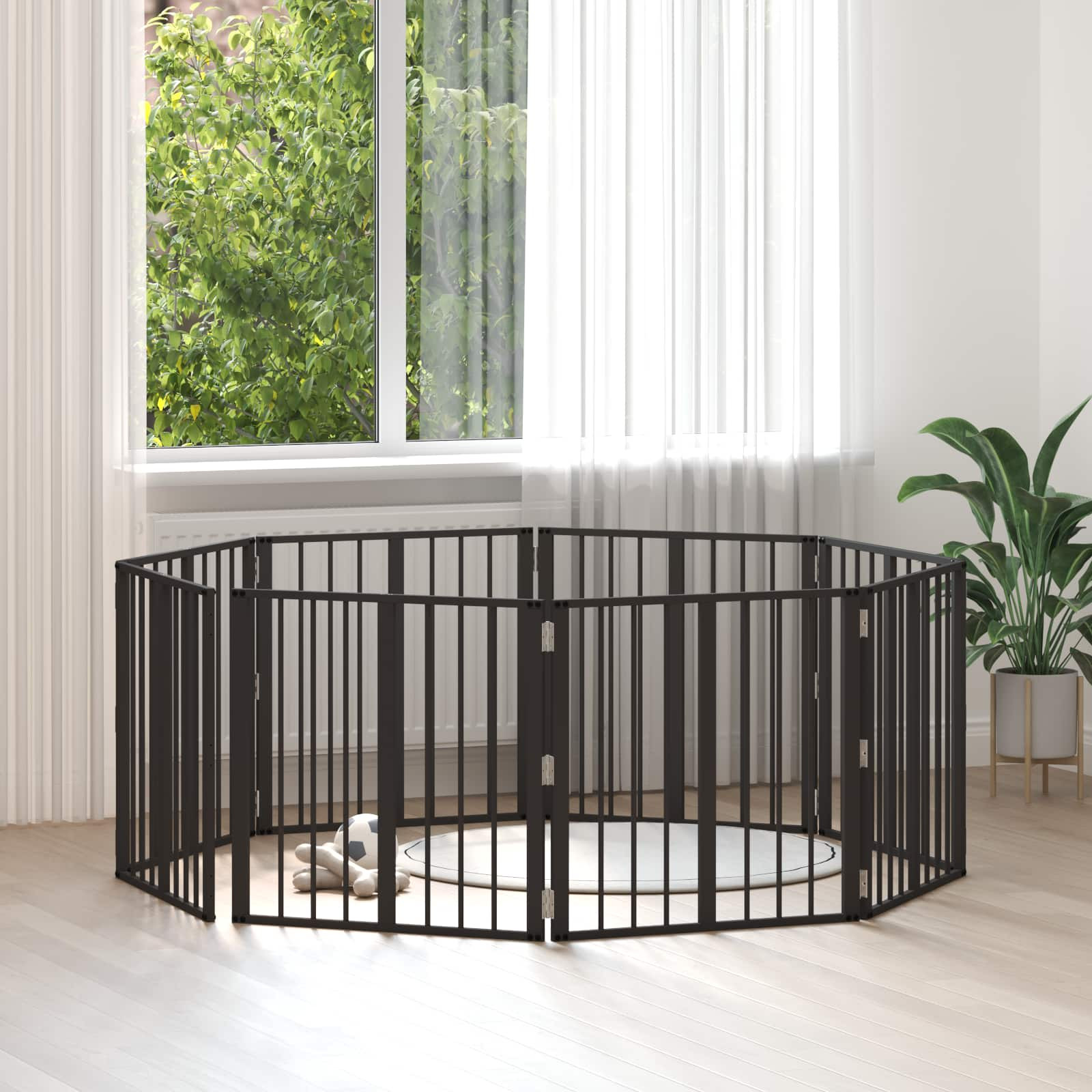 vidaXL Hundetor 8 pcs Schwarz 60 x 60 cm Verzinkter Stahl