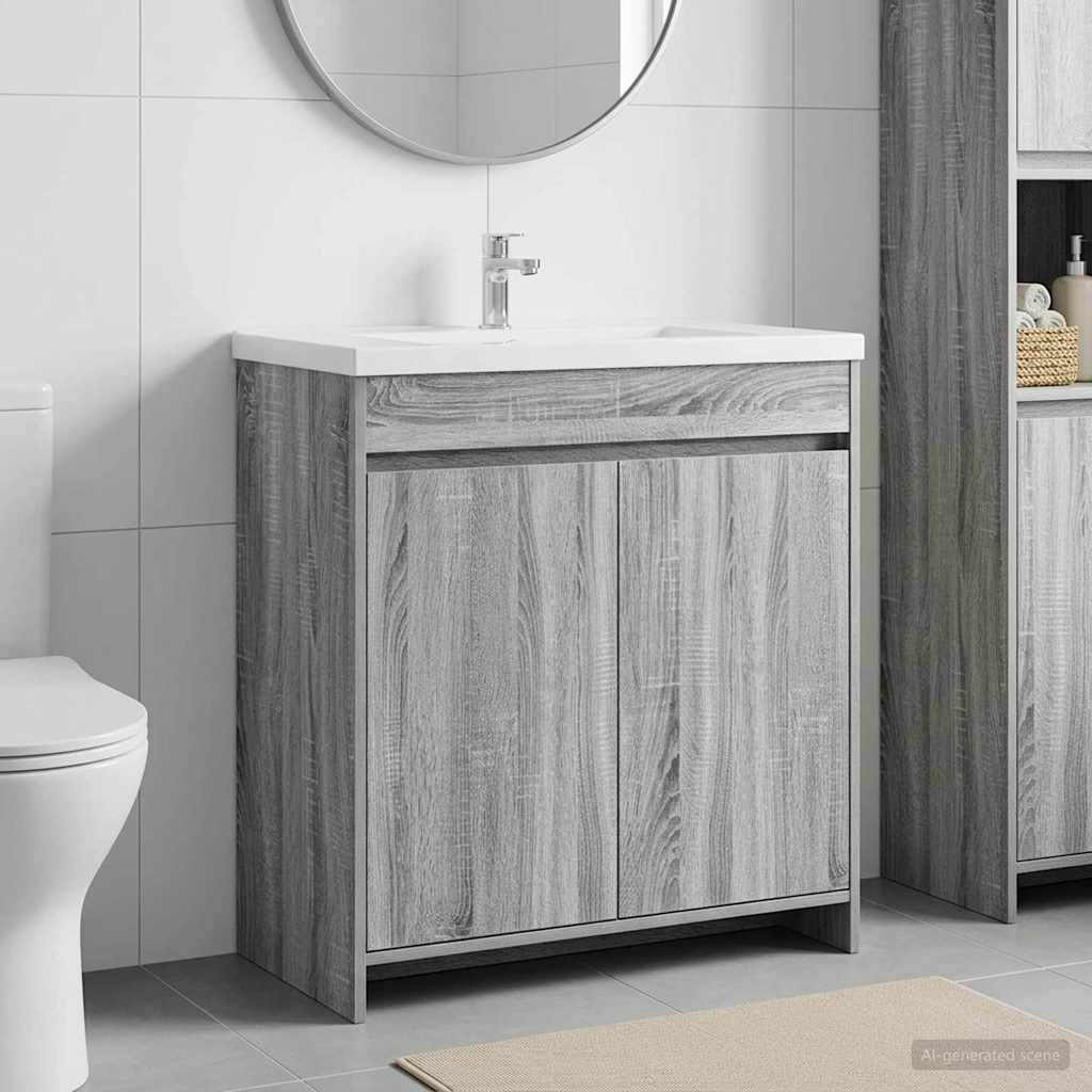 vidaXL Badunterschrank Grau Sonoma 78,5 x 37,5 x 81 cm Holzwerkstoff