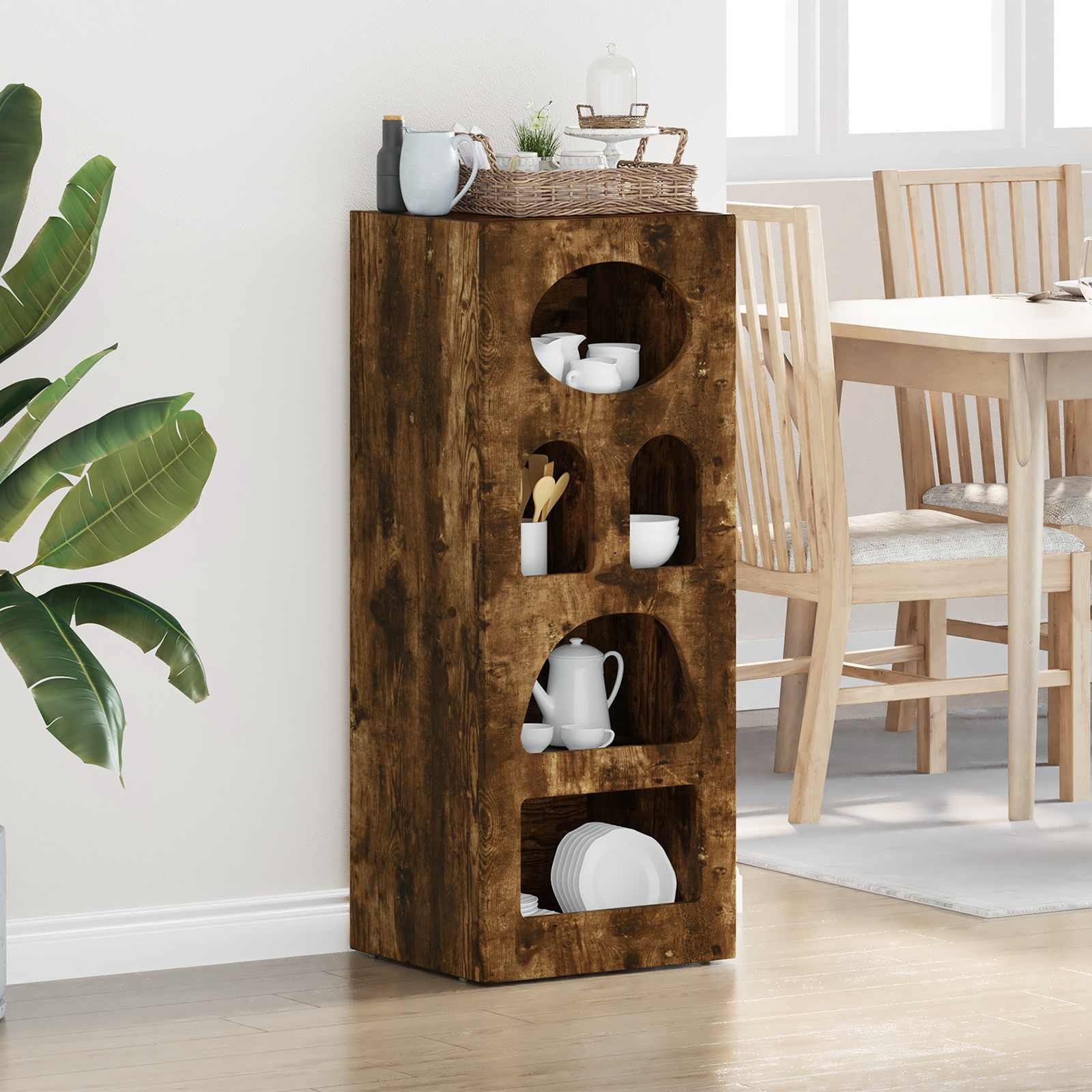 vidaXL Sideboard ELST Geräucherte Eiche 40 x 35 x 100,5 cm