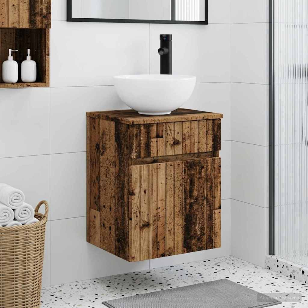 vidaXL Wandmontierte Waschbecken-Vanität Altholz 39 x 35 x 63 cm