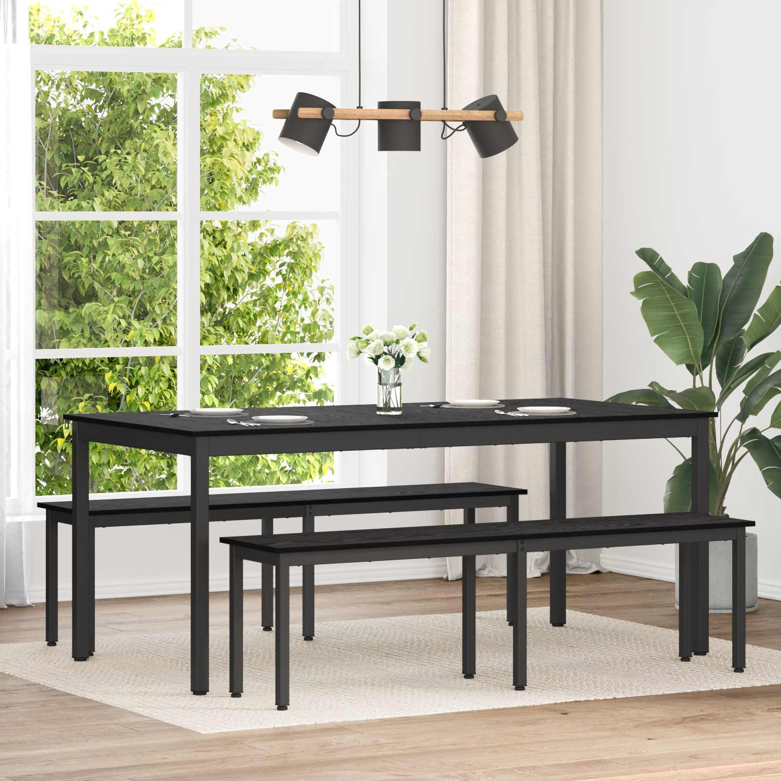vidaXL Bank Schwarz Eichen-Optik 160 x 35 x 45 cm Holzwerkstoff