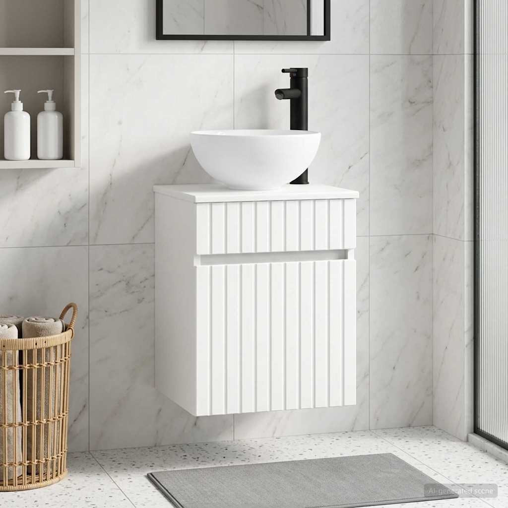 vidaXL Wandmontierte Waschbecken-Vanität Weiß 39 x 41 x 64,5 cm