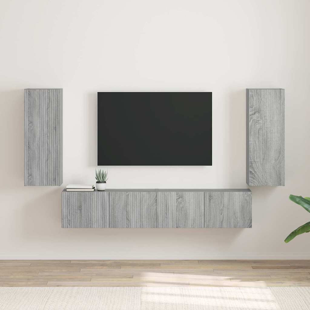 vidaXL TV-Wandschrank Wandmontiert 2 pcs Graues Sonoma 30 x 31 x 80 cm