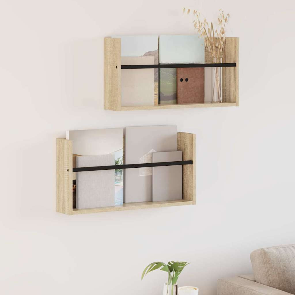 vidaXL Magazinregal 2 pcs Sonoma-Eiche 60 x 12 x 30 cm Holzwerkstoff