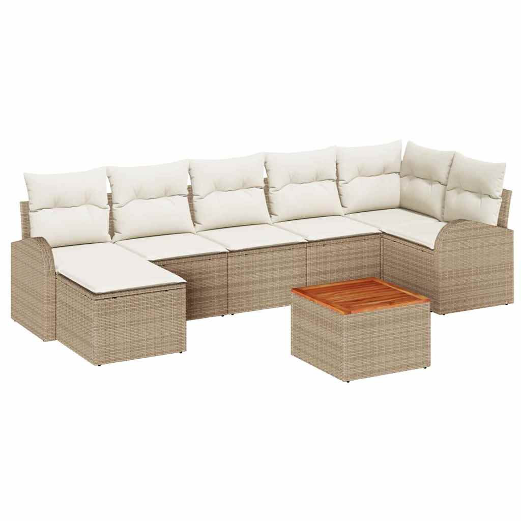 vidaXL Gartensofa-set mit Kissen 8 pcs Beige Poly-Rattan