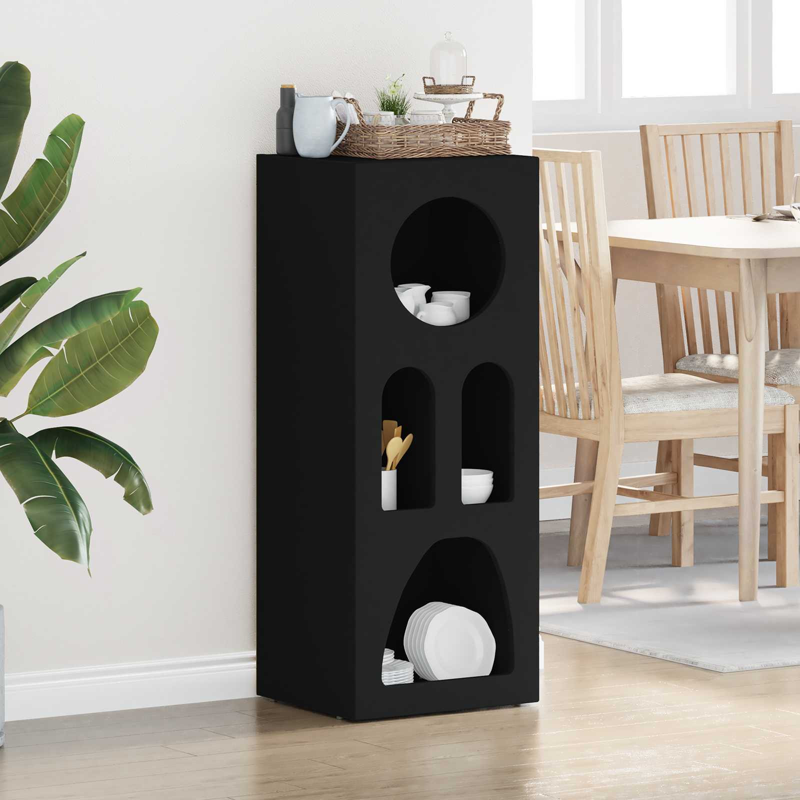 vidaXL Sideboard ELST Schwarz 40 x 35 x 100,5 cm Holzwerkstoff