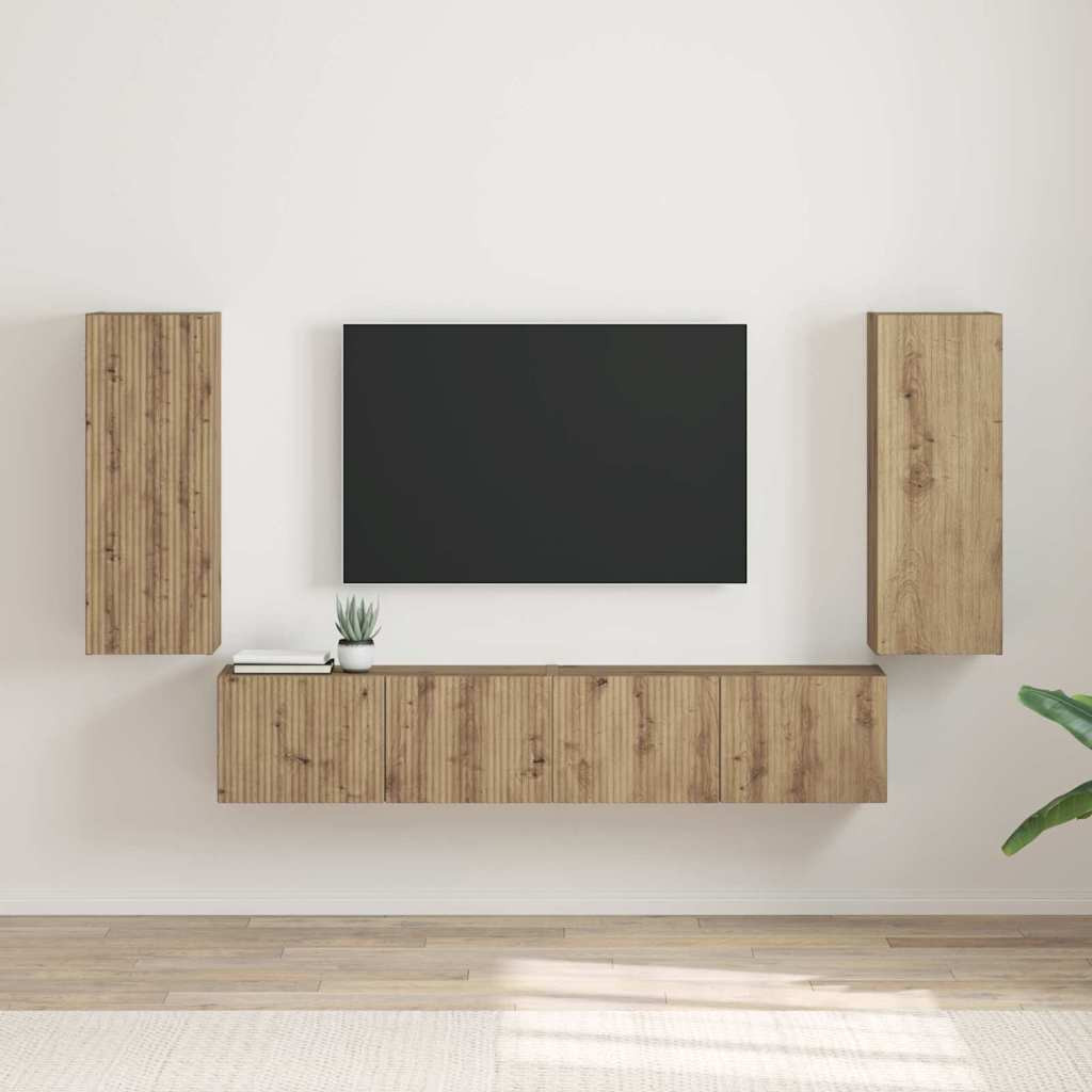 vidaXL TV-Wandschrank 2 pcs Kunsthandwerk Eiche Holzwerkstoff
