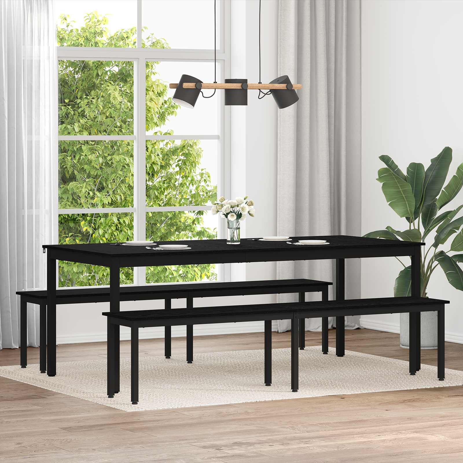vidaXL Bank Schwarz Eichen-Optik 200 x 35 x 45 cm Holzwerkstoff
