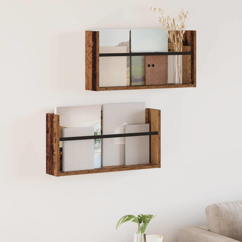 vidaXL Magazinregal 2 pcs Altholz 60 x 12 x 30 cm Holzwerkstoff