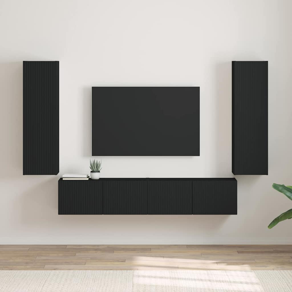 vidaXL TV-Wandschrank 2 pcs Schwarz 30 x 31 x 100 cm Holzwerkstoff