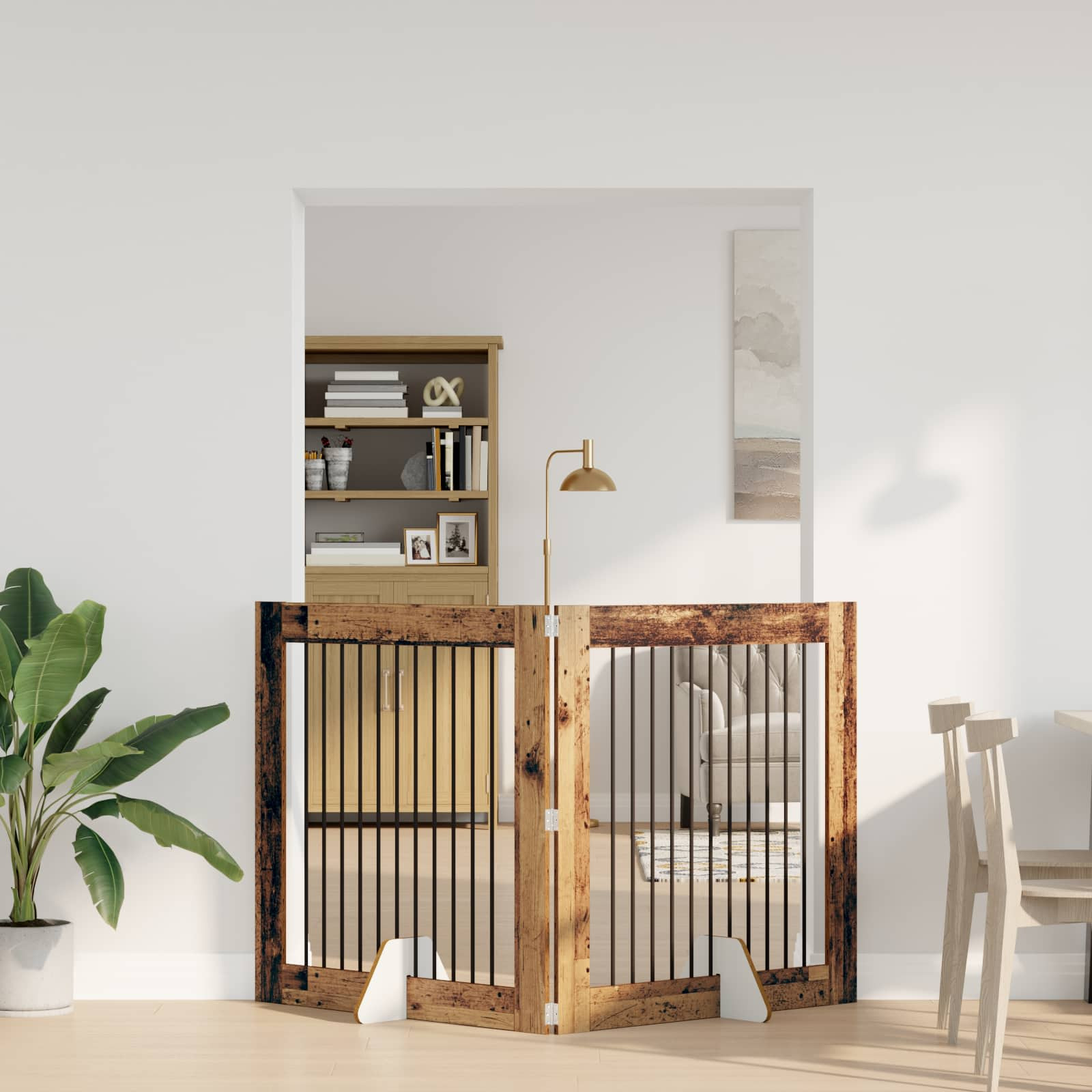 vidaXL Klappbares Hundetor mit Ständern 2 pcs Altholz 200,5 cm