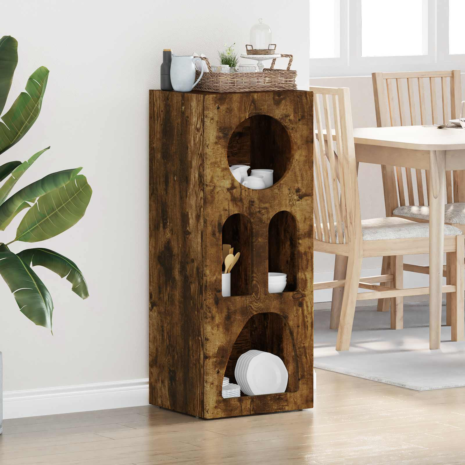 vidaXL Sideboard ELST Geräucherte Eiche 40 x 35 x 100,5 cm