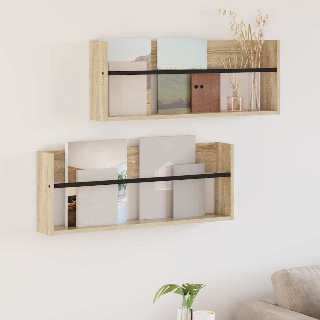 vidaXL Magazinregal 2 pcs Sonoma-Eiche 80 x 12 x 30 cm Holzwerkstoff