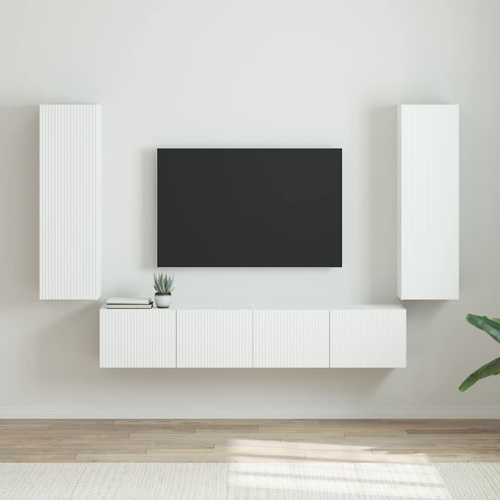 vidaXL TV-Wandschrank 2 pcs Glänzend Weiß 30 x 31 x 100 cm