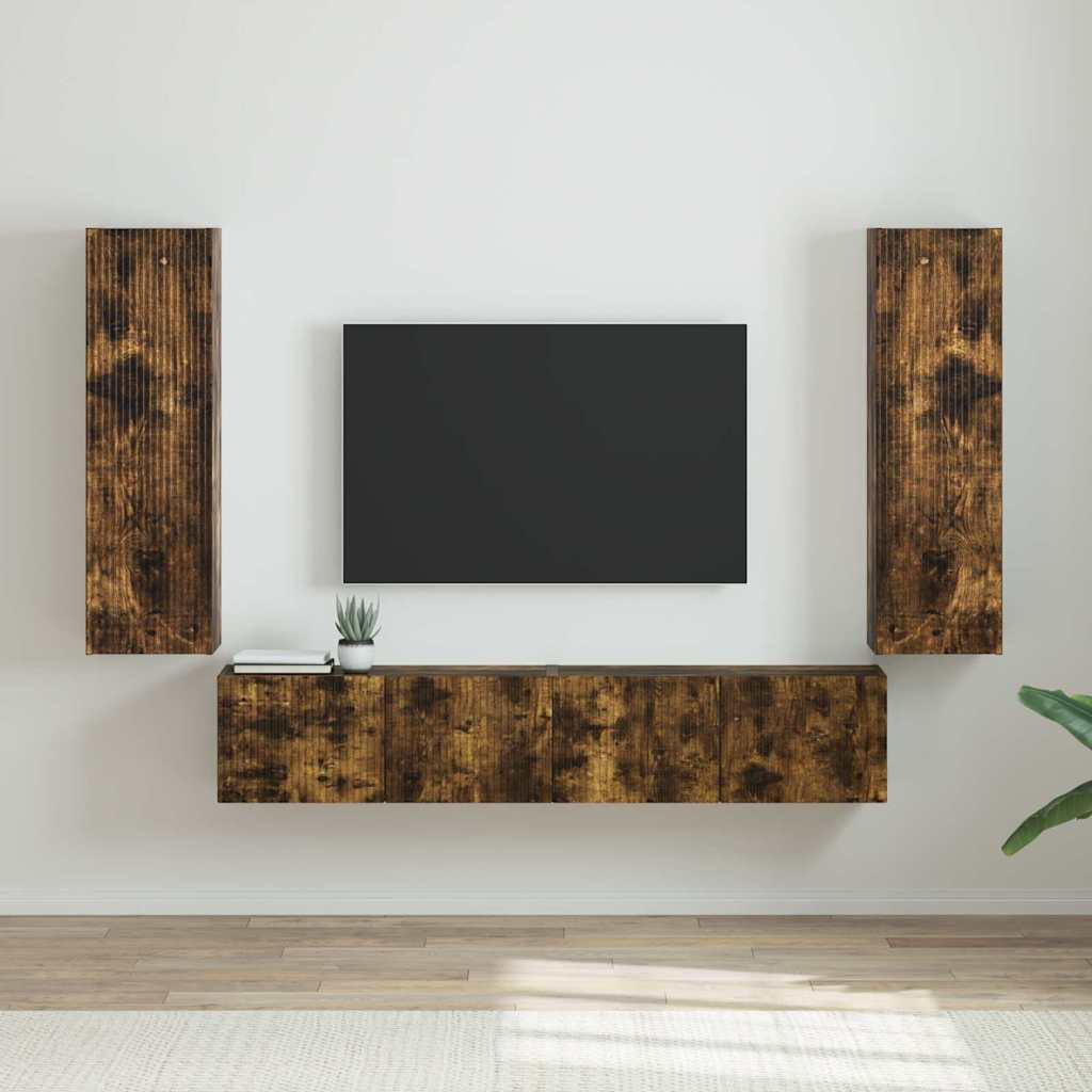 vidaXL TV-Wandschrank 2 pcs Geräucherte Eiche 30 x 31 x 100 cm