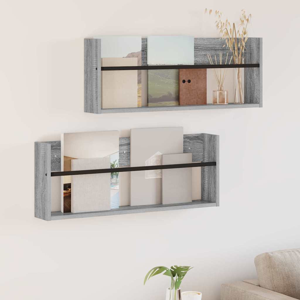 vidaXL Magazinregal 2 pcs Graues Sonoma 80 x 12 x 30 cm Holzwerkstoff