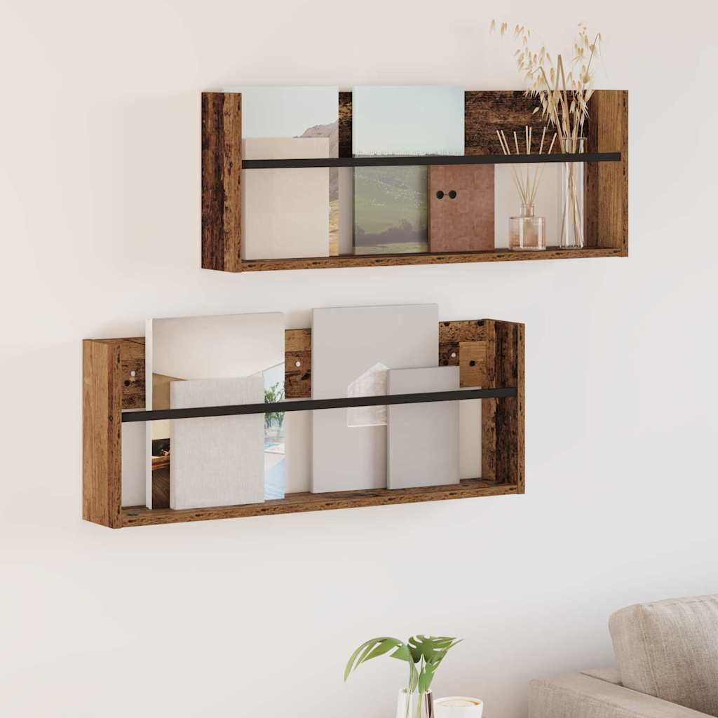 vidaXL Magazinregal 2 pcs Altholz 80 x 12 x 30 cm Holzwerkstoff
