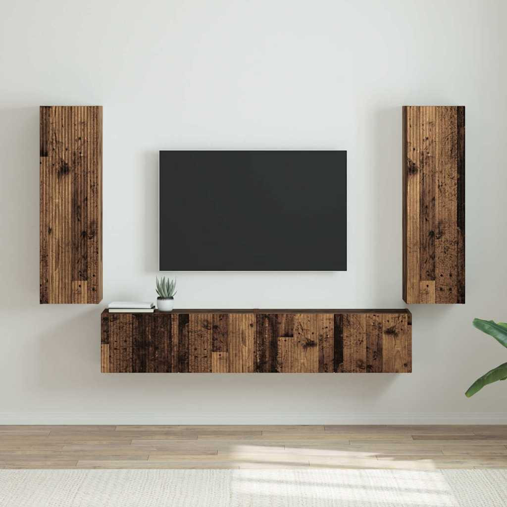 vidaXL TV-Wandschrank 2 pcs Altholz 30 x 31 x 100 cm Holzwerkstoff