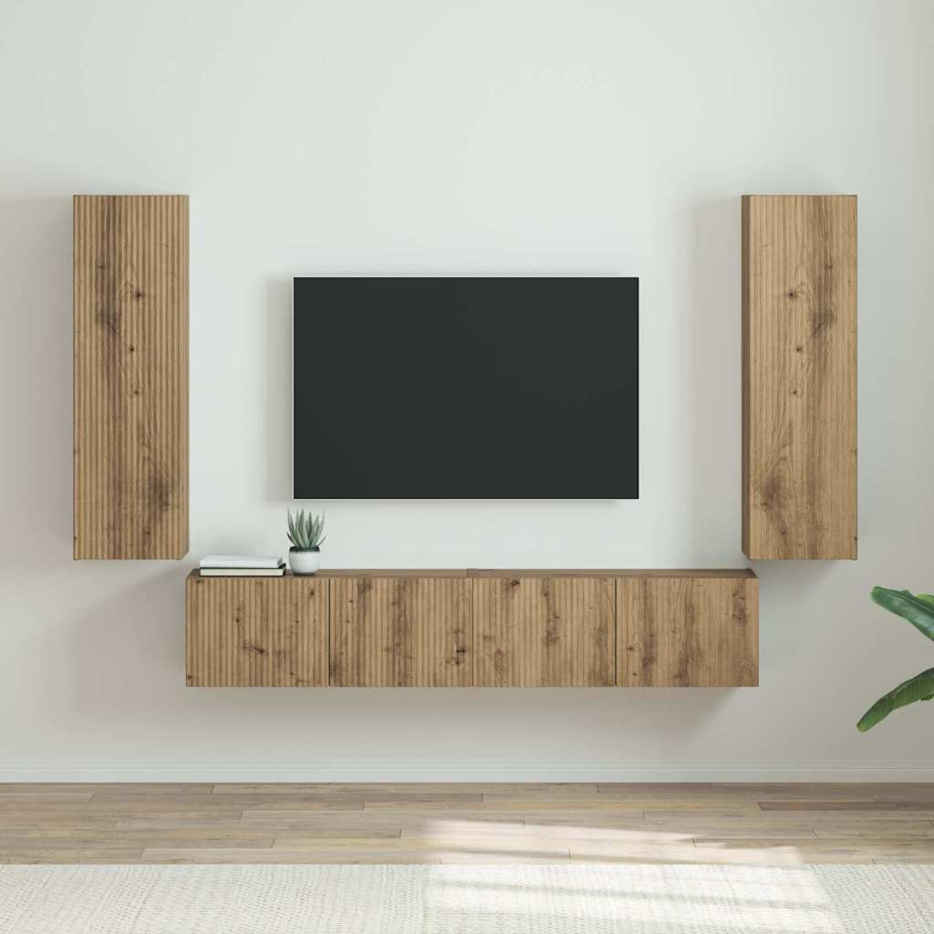 vidaXL TV-Wandschrank 2 pcs Kunsthandwerk Eiche Holzwerkstoff