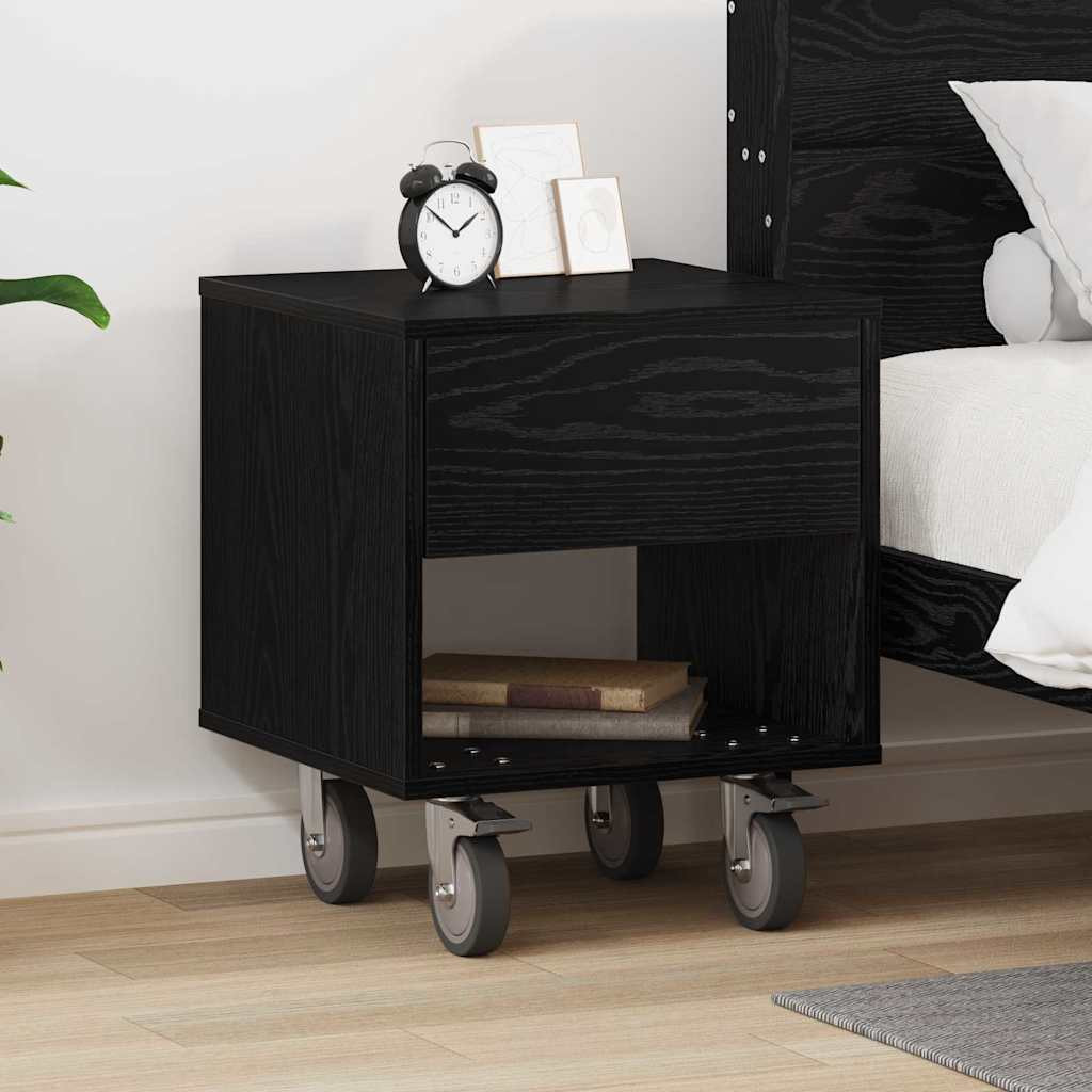 vidaXL Nachttisch Schwarz Eichen-Optik 40,5 x 40 x 48 cm Holzwerkstoff