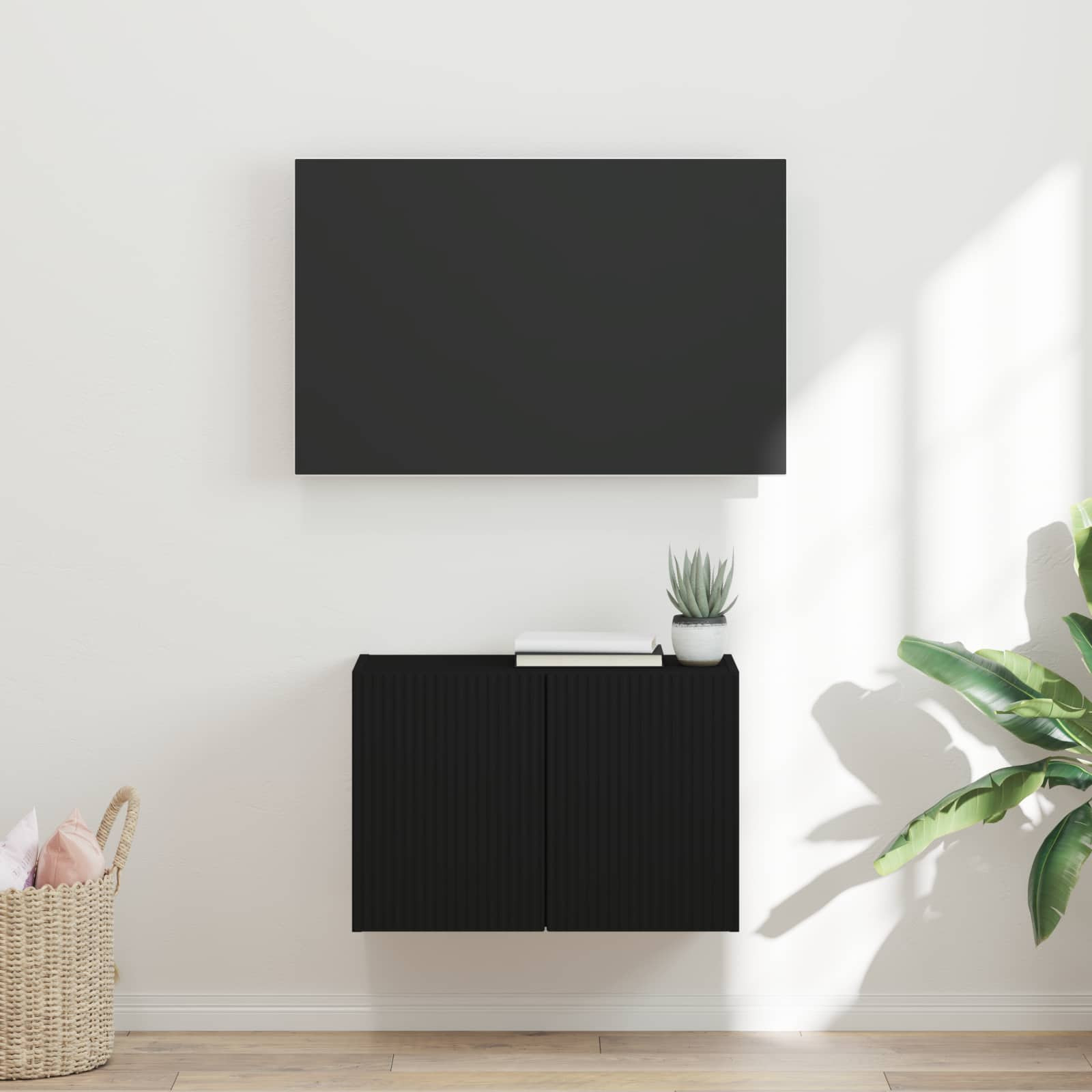 vidaXL TV-Wandschrank Schwarz 59,5 x 31 x 40 cm Holzwerkstoff