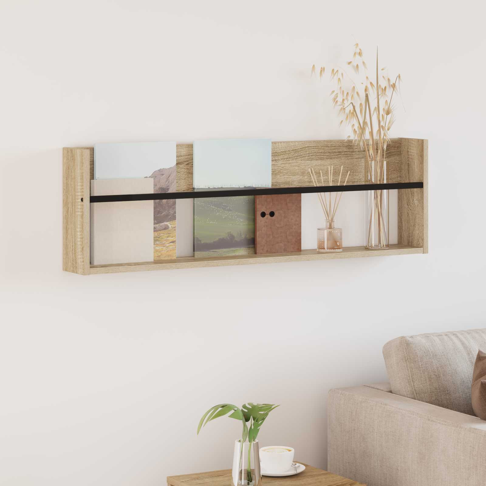 vidaXL Magazinregal Sonoma-Eiche 100 x 12 x 30 cm Holzwerkstoff