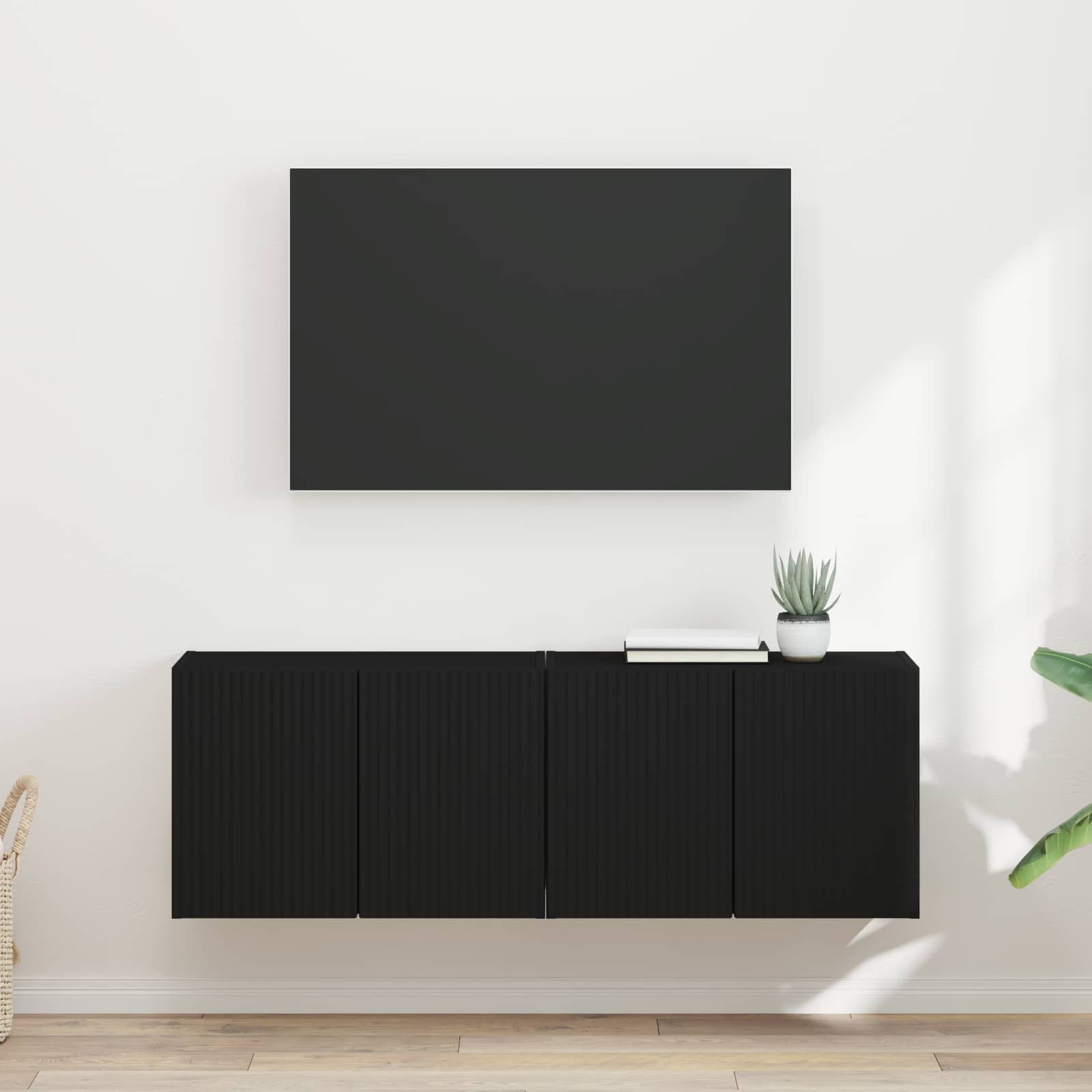 vidaXL TV-Wandschrank 2 pcs Schwarz 59,5 x 31 x 40 cm Holzwerkstoff