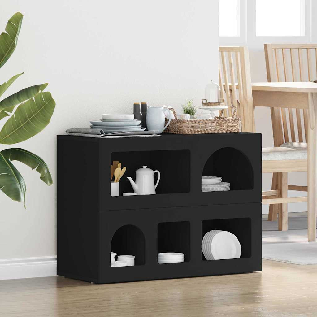 vidaXL Sideboard ELST Schwarz 80,5 x 35 x 59 cm Holzwerkstoff