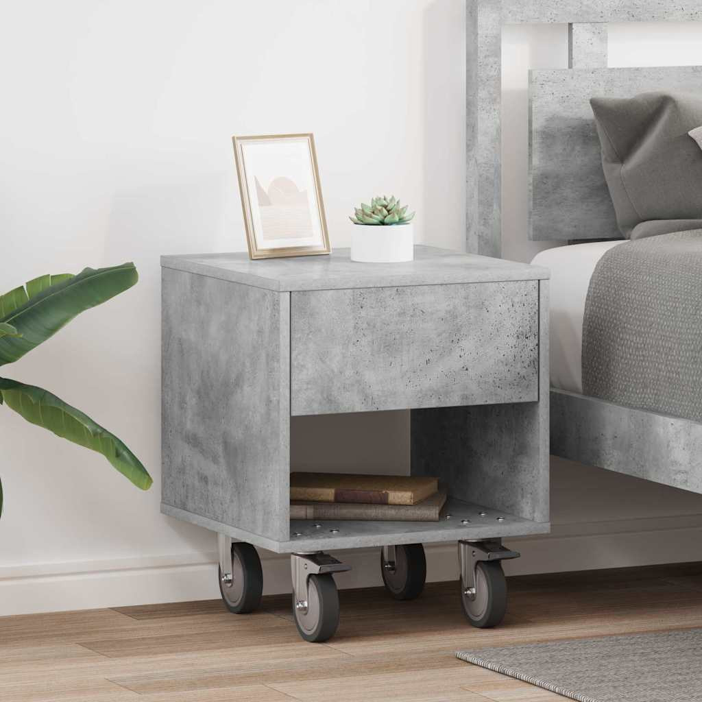 vidaXL Nachttisch 2 pcs Beton Grau 40,5 x 40 x 48 cm Holzwerkstoff