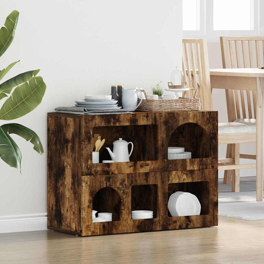 vidaXL Sideboard ELST Geräucherte Eiche 80,5 x 35 x 59 cm