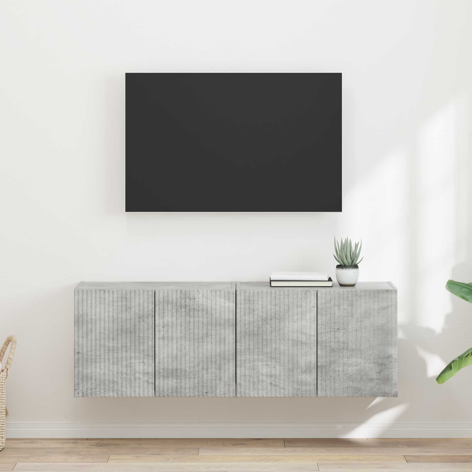 vidaXL TV-Wandschrank 2 pcs Beton Grau 59,5 x 31 x 40 cm Holzwerkstoff