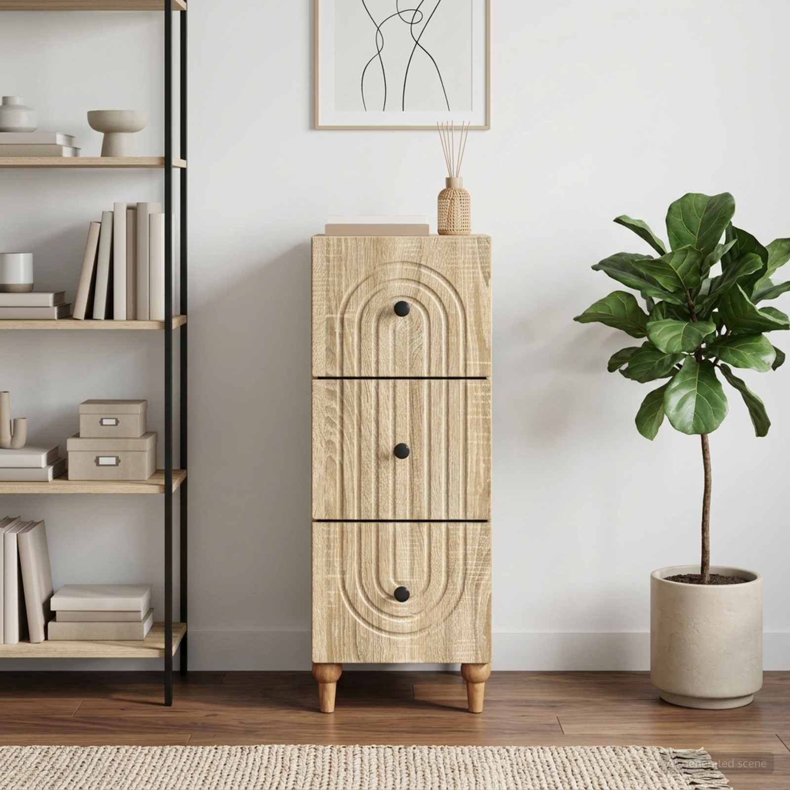 vidaXL Schubladenschrank Sonoma-Eiche 33 x 34,5 x 90 cm Holzwerkstoff