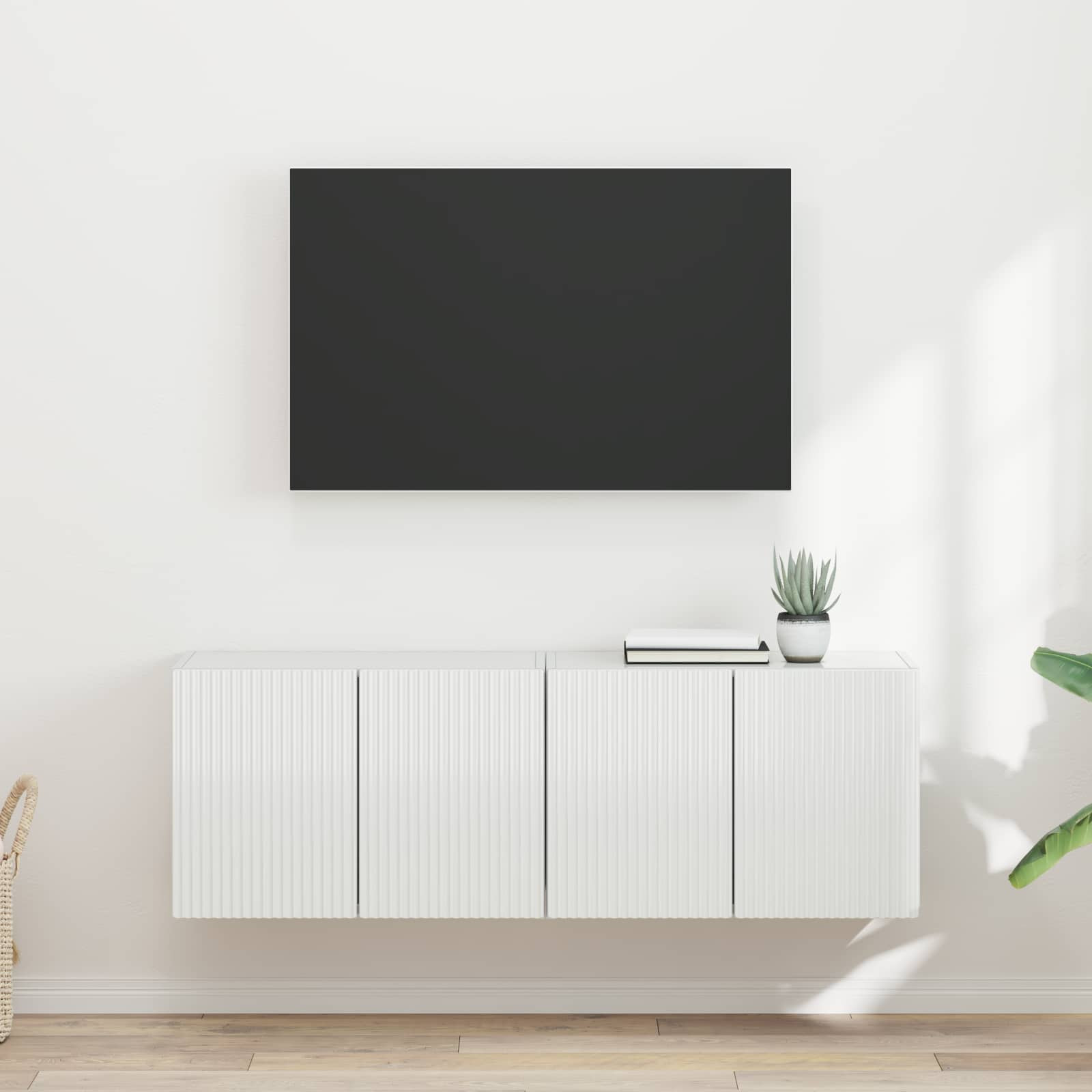 vidaXL TV-Wandschrank 2 pcs Hochglanz Weiß 59,5 x 31 x 40 cm