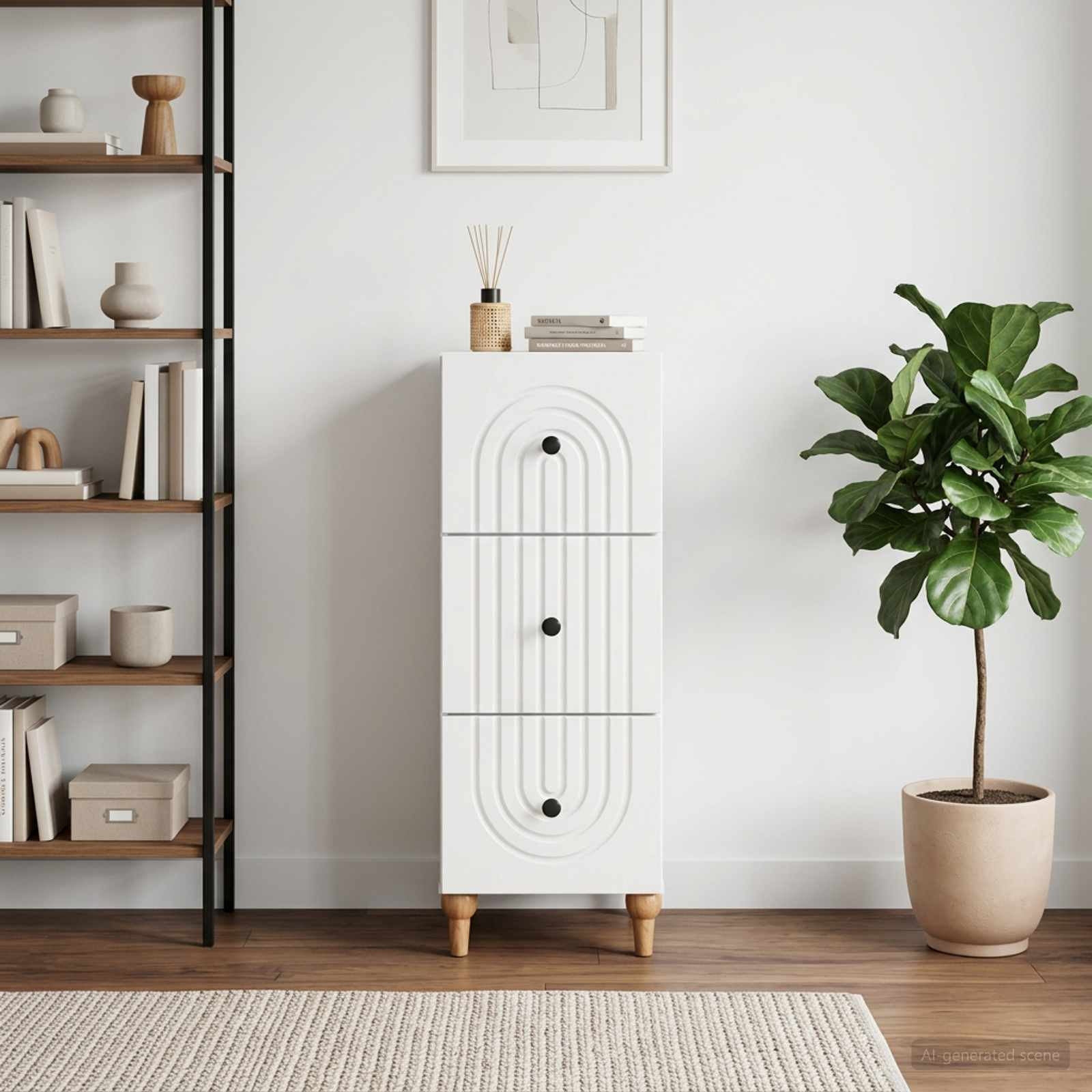 vidaXL Schubladenschrank Hochglanz Weiß 33 x 34,5 x 90 cm