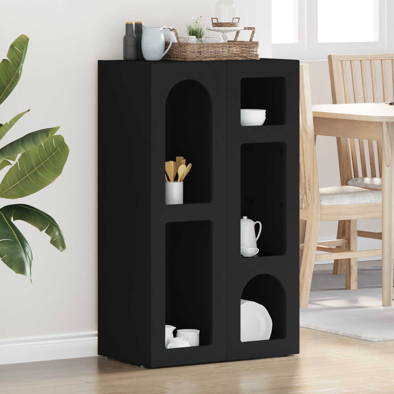 vidaXL Sideboard ELST Schwarz 59 x 35 x 100,5 cm Holzwerkstoff