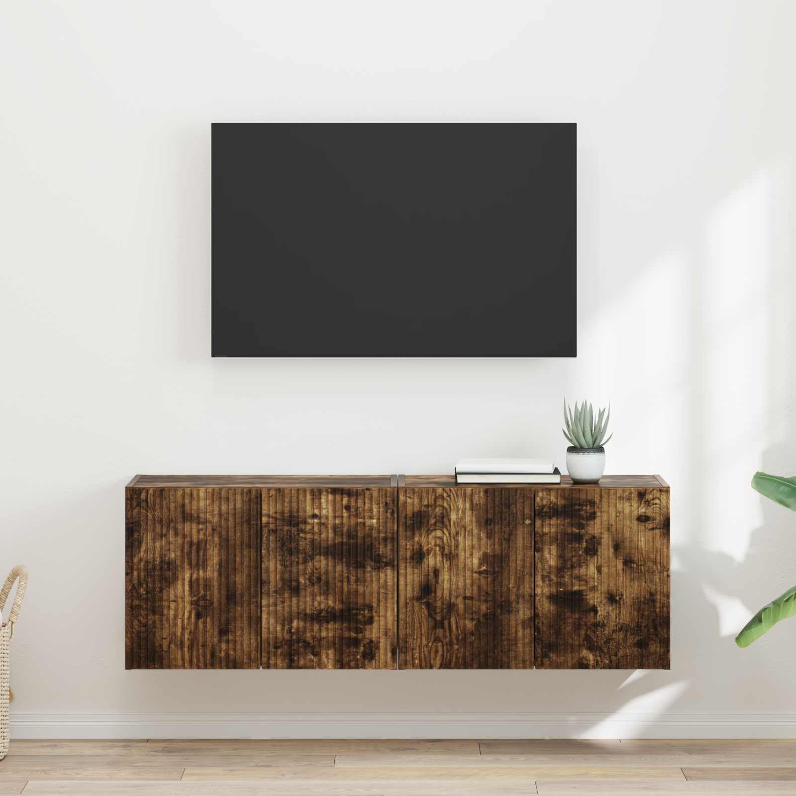 vidaXL TV-Wandschrank 2 pcs Geräucherte Eiche 59,5 x 31 x 40 cm