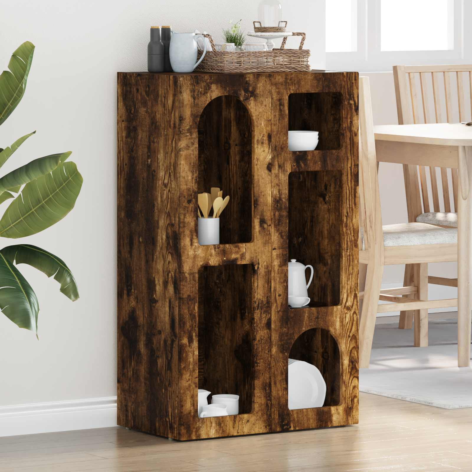 vidaXL Sideboard ELST Geräucherte Eiche 59 x 35 x 100,5 cm