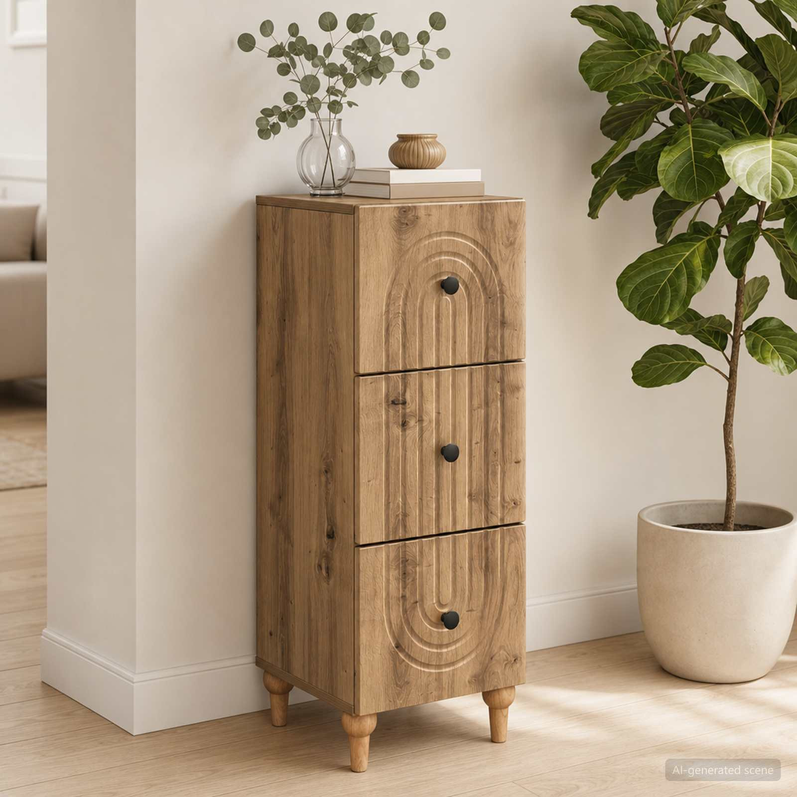 vidaXL Schubladenschrank 33 x 34,5 x 90 cm Holzwerkstoff Artisan-Eiche