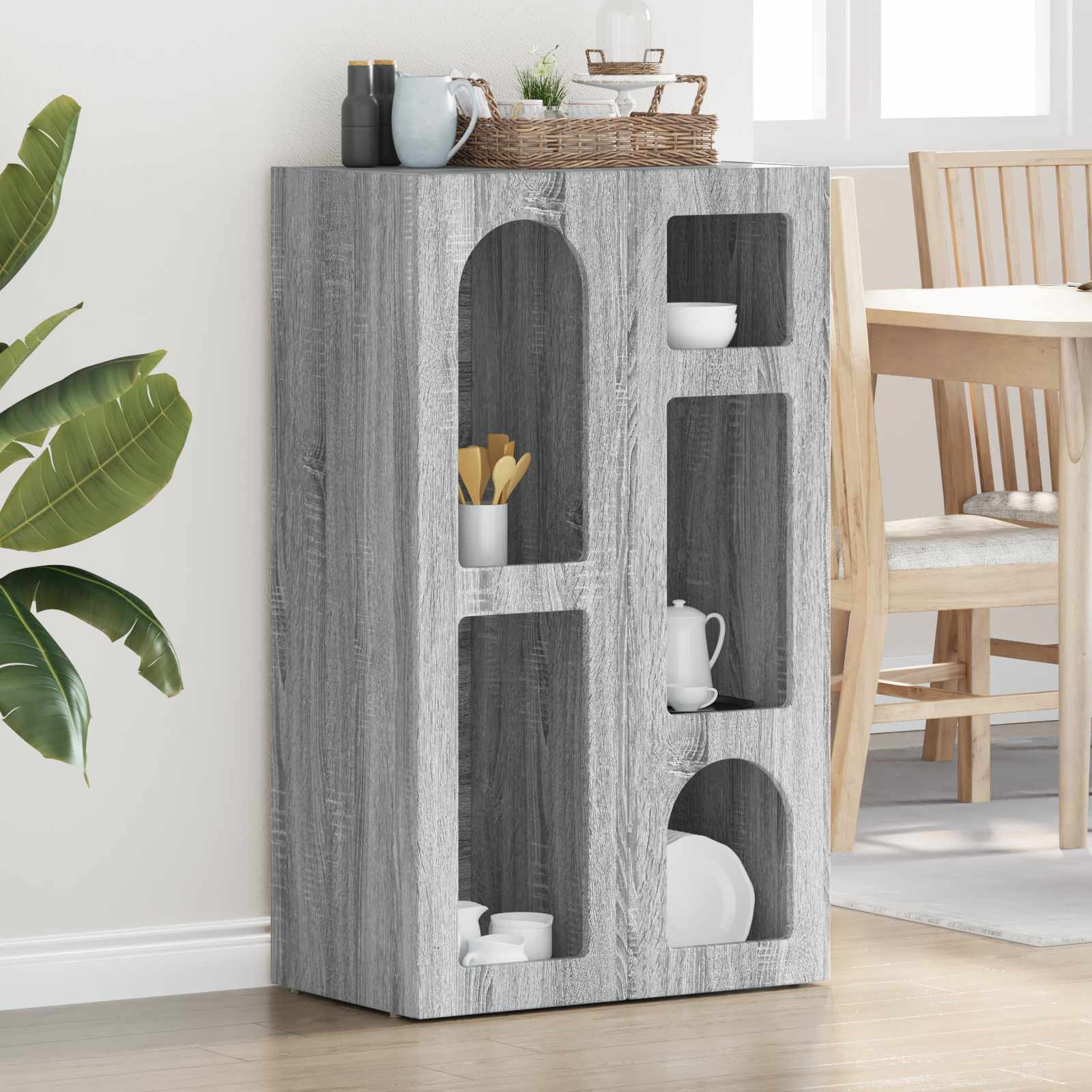 vidaXL Sideboard ELST Graues Sonoma 59 x 35 x 100,5 cm Holzwerkstoff