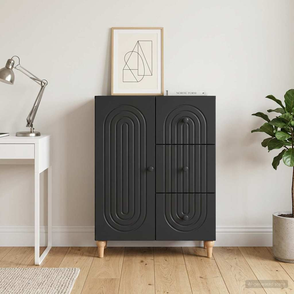 vidaXL Sideboard Schwarz 66 x 34,5 x 90 cm Holzwerkstoff