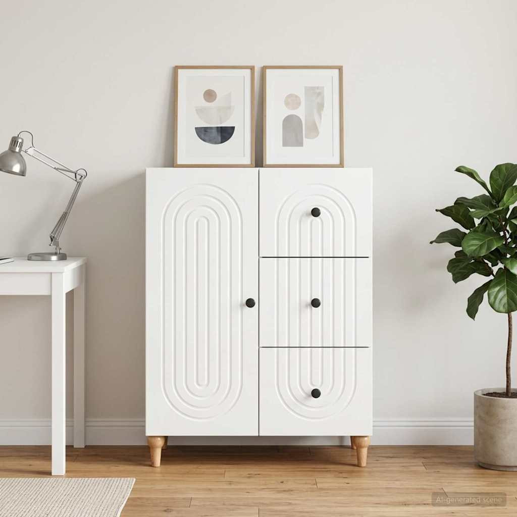 vidaXL Sideboard Hochglanz Weiß 66 x 34,5 x 90 cm Holzwerkstoff