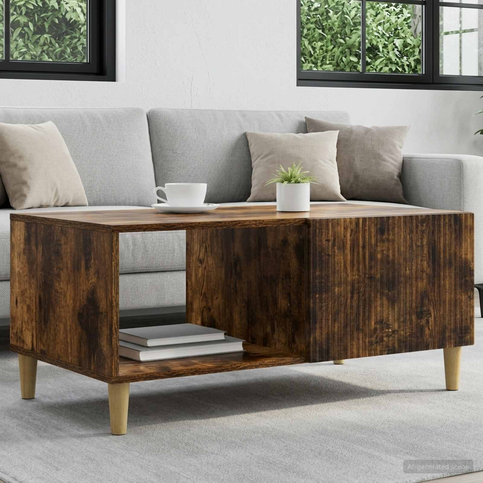 vidaXL Couchtisch Geräucherte Eiche 90 x 50 x 40 cm Holzwerkstoff