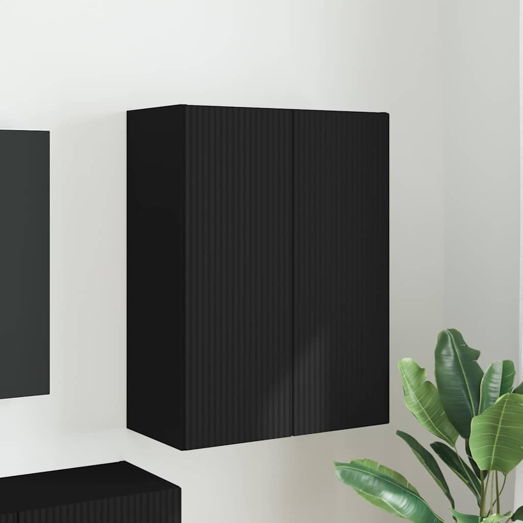 vidaXL TV-Wandschrank Schwarz 59,5 x 31 x 80 cm Holzwerkstoff