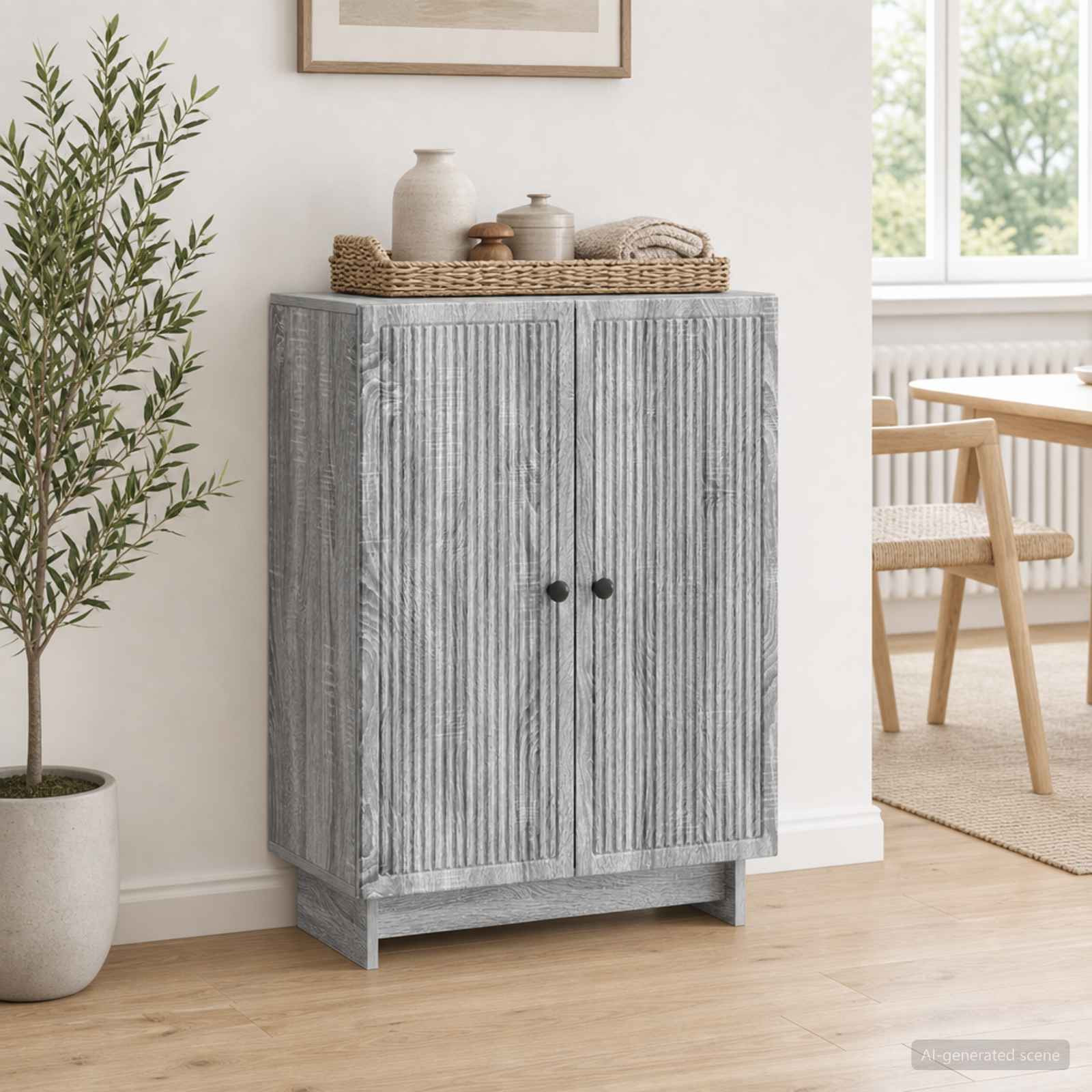 vidaXL Sideboard Graues Sonoma 66 x 34,5 x 90 cm Holzwerkstoff