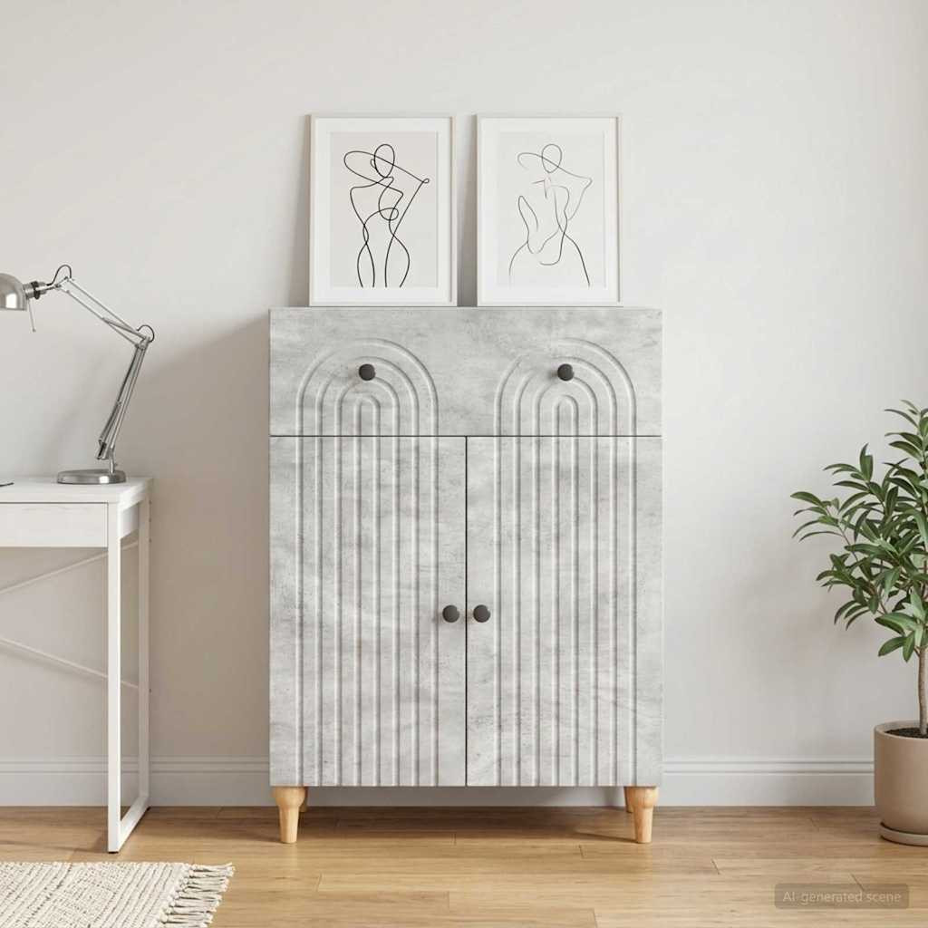 vidaXL Sideboard Betongrau 66 x 34,5 x 90 cm Holzwerkstoff