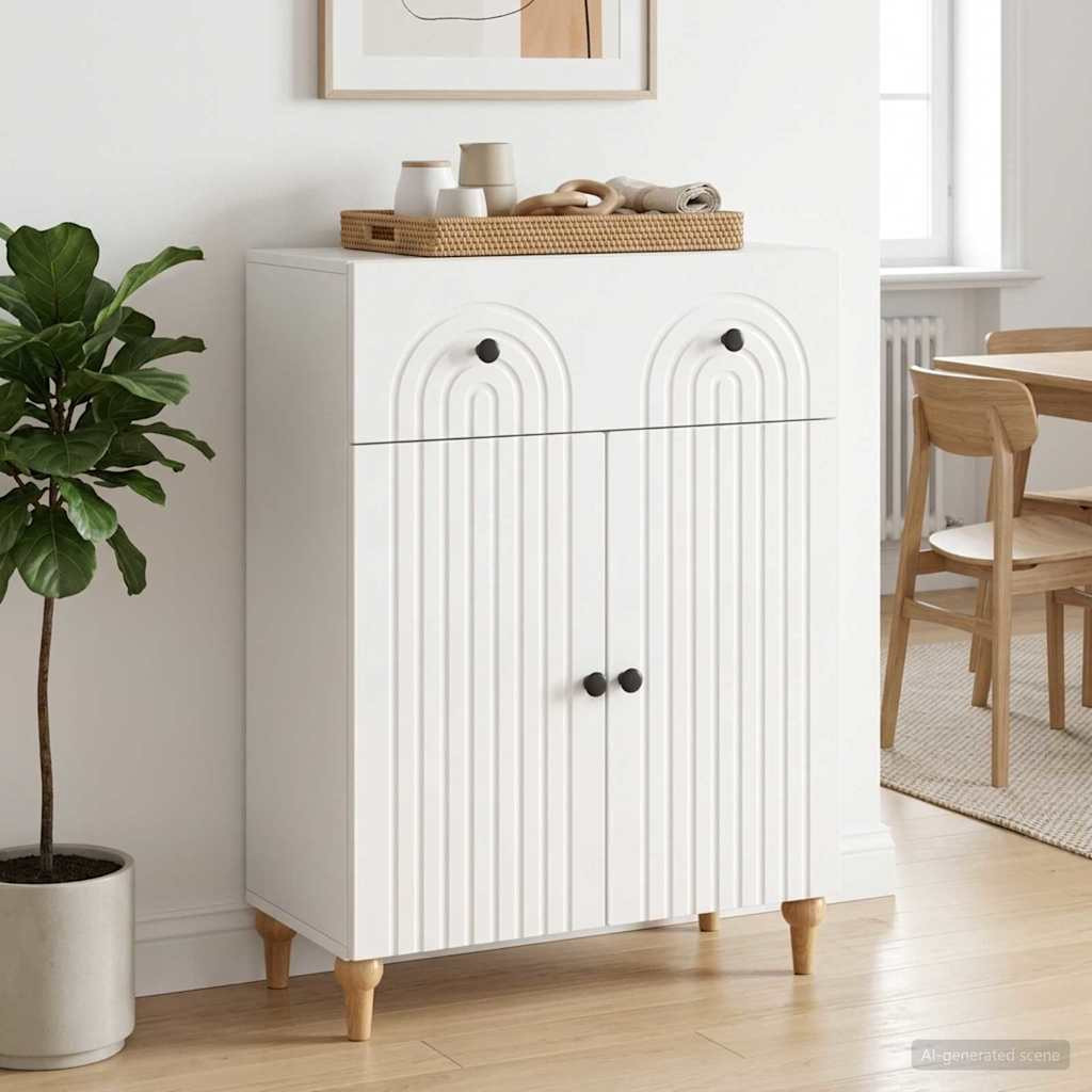 vidaXL Sideboard Hochglanz Weiß 66 x 34,5 x 90 cm Holzwerkstoff