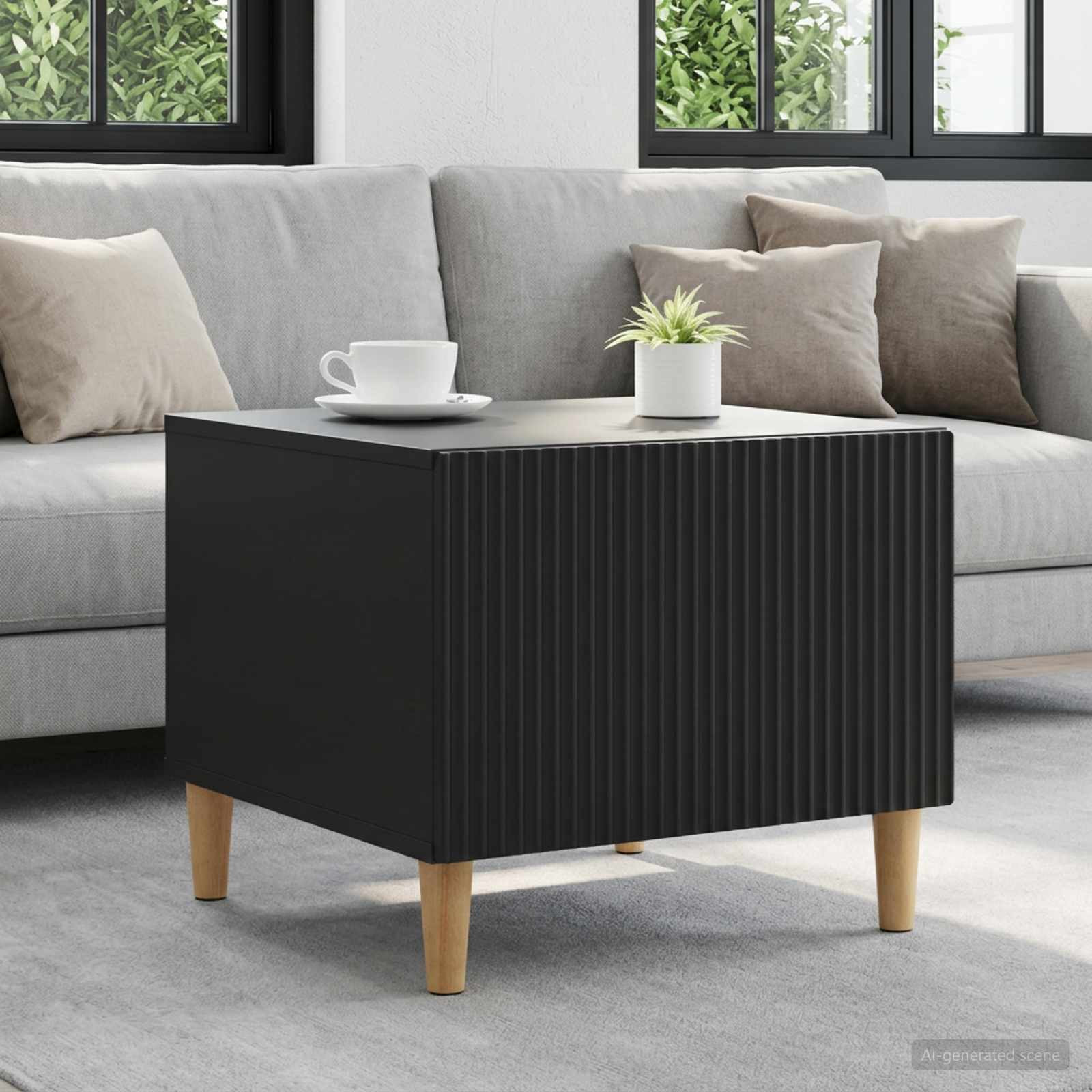 vidaXL Couchtisch mit Schubladen Schwarz 49 x 50 x 40 cm Holzwerkstoff