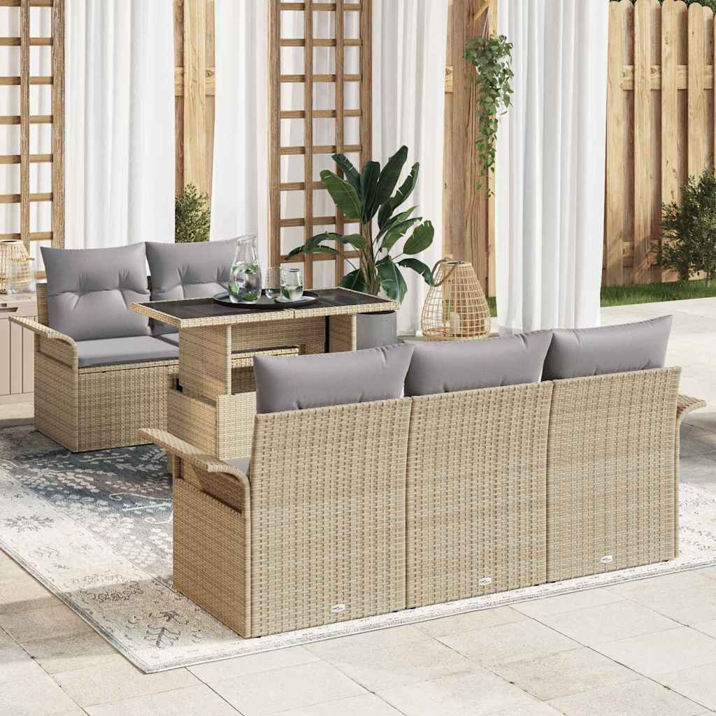vidaXL Gartensofa-set mit Kissen 6 pcs Beige Poly-Rattan