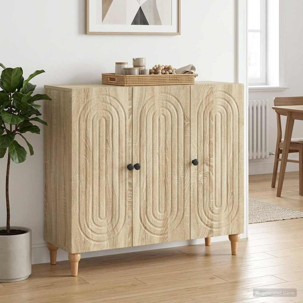 vidaXL Sideboard Sonoma-Eiche 89 x 34,5 x 80 cm Holzwerkstoff
